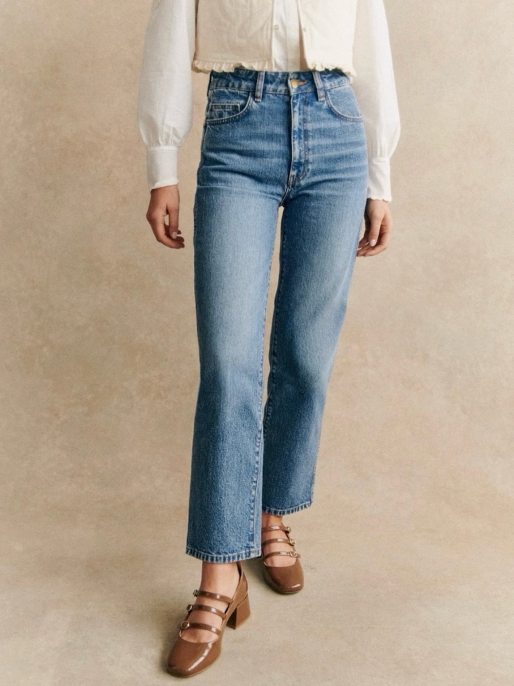 Sezane L'iconique Droit Trousers Denim - Size 14